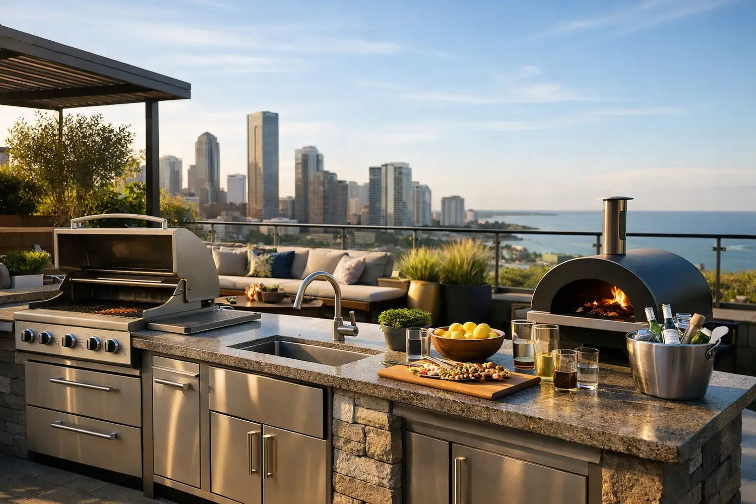 Outdoor Kitchen for Rooftop Terrace Design