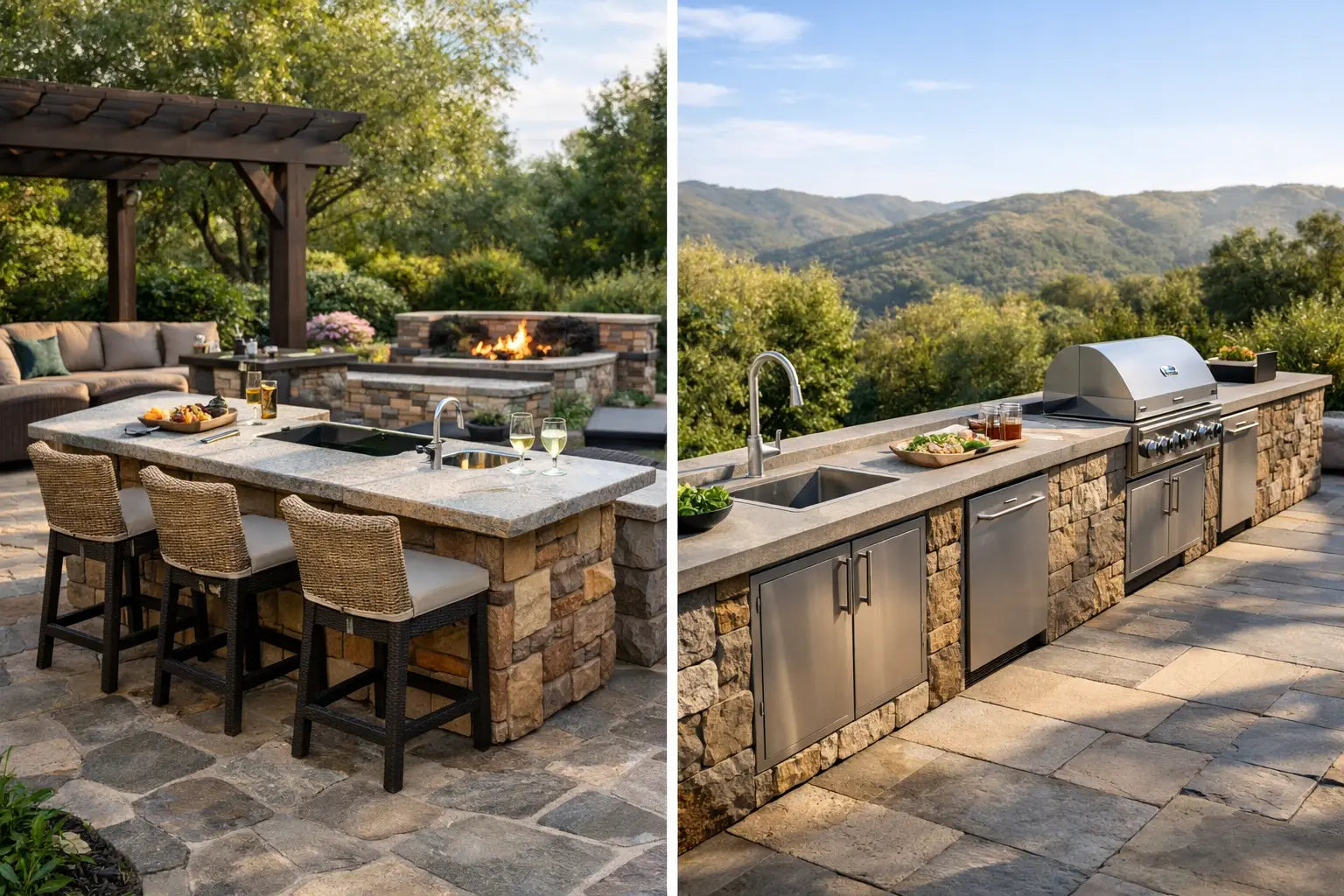 Outdoor Kitchen Islands vs Linear Layouts