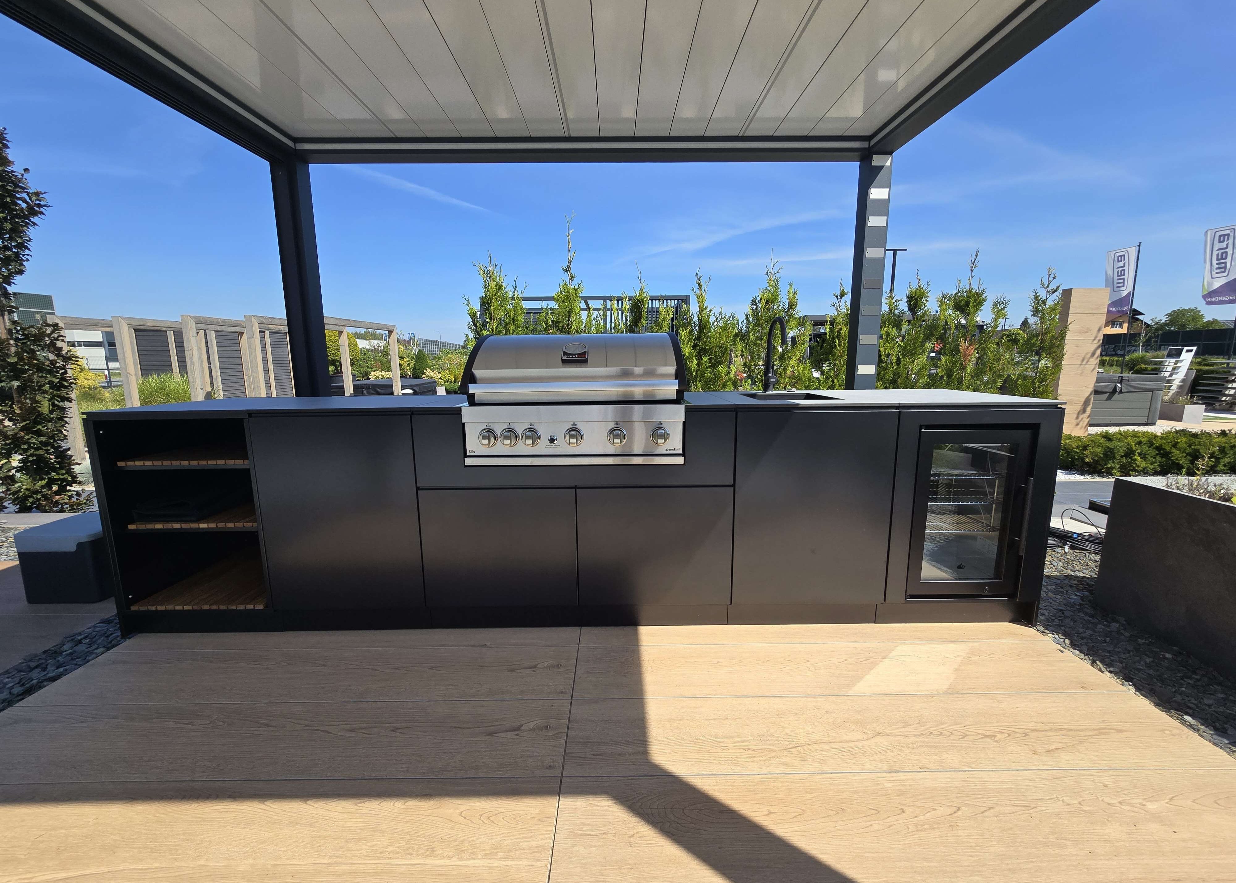 black outdoor kitchen