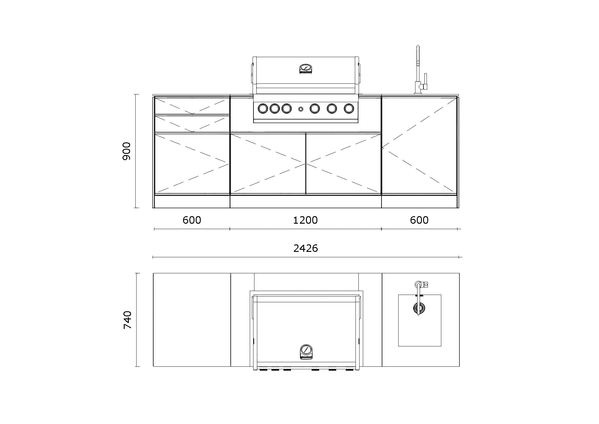 KitchenBOXY SET 1 Štandard: RAL 7016 / 700
