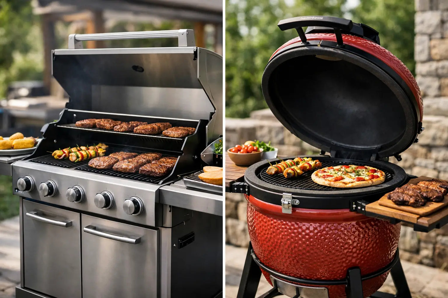Gas Grill vs Kamado Outdoor Kitchen Choices