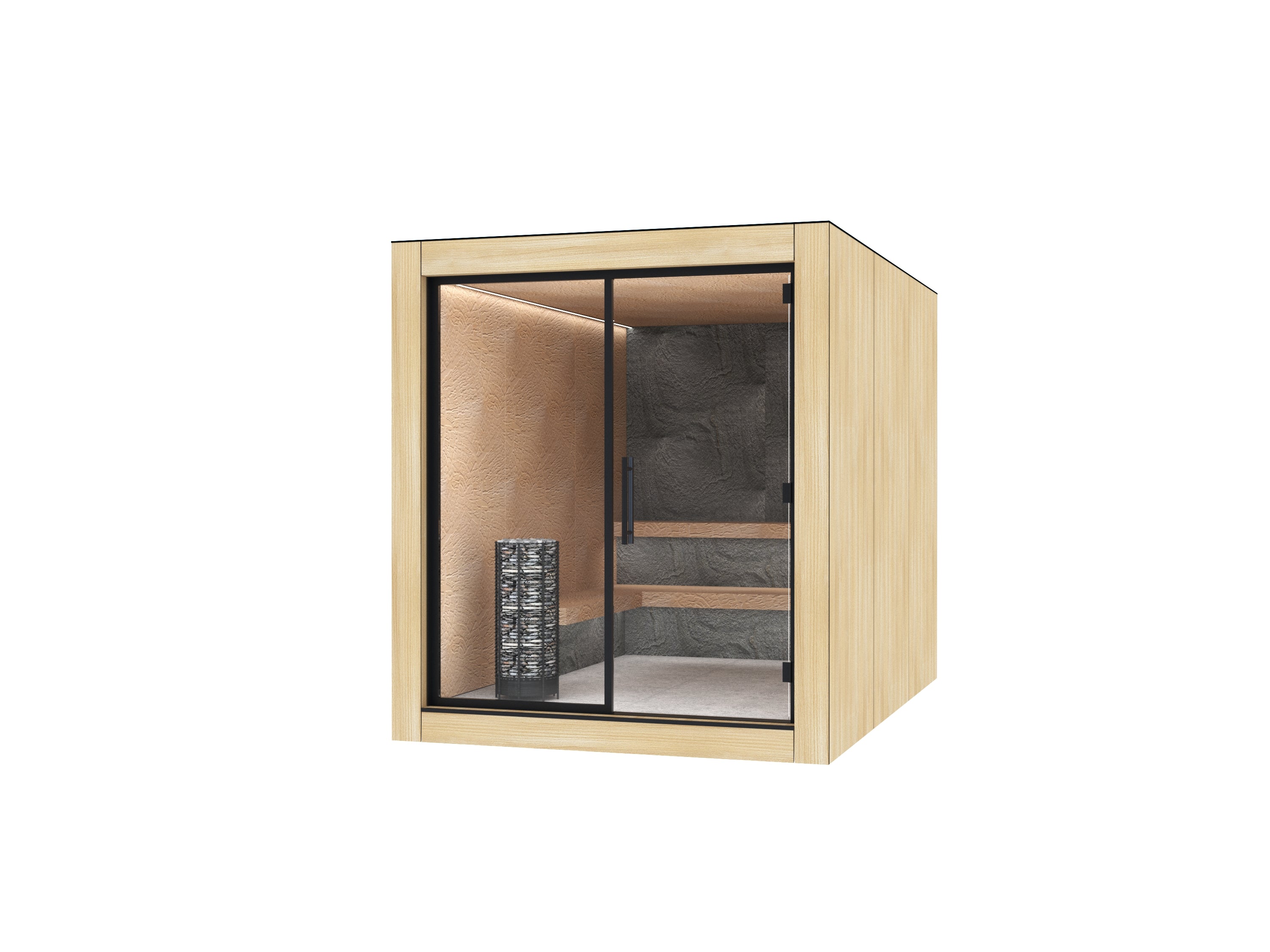 Garden Sauna - CUBE HPL / Natural Oak
