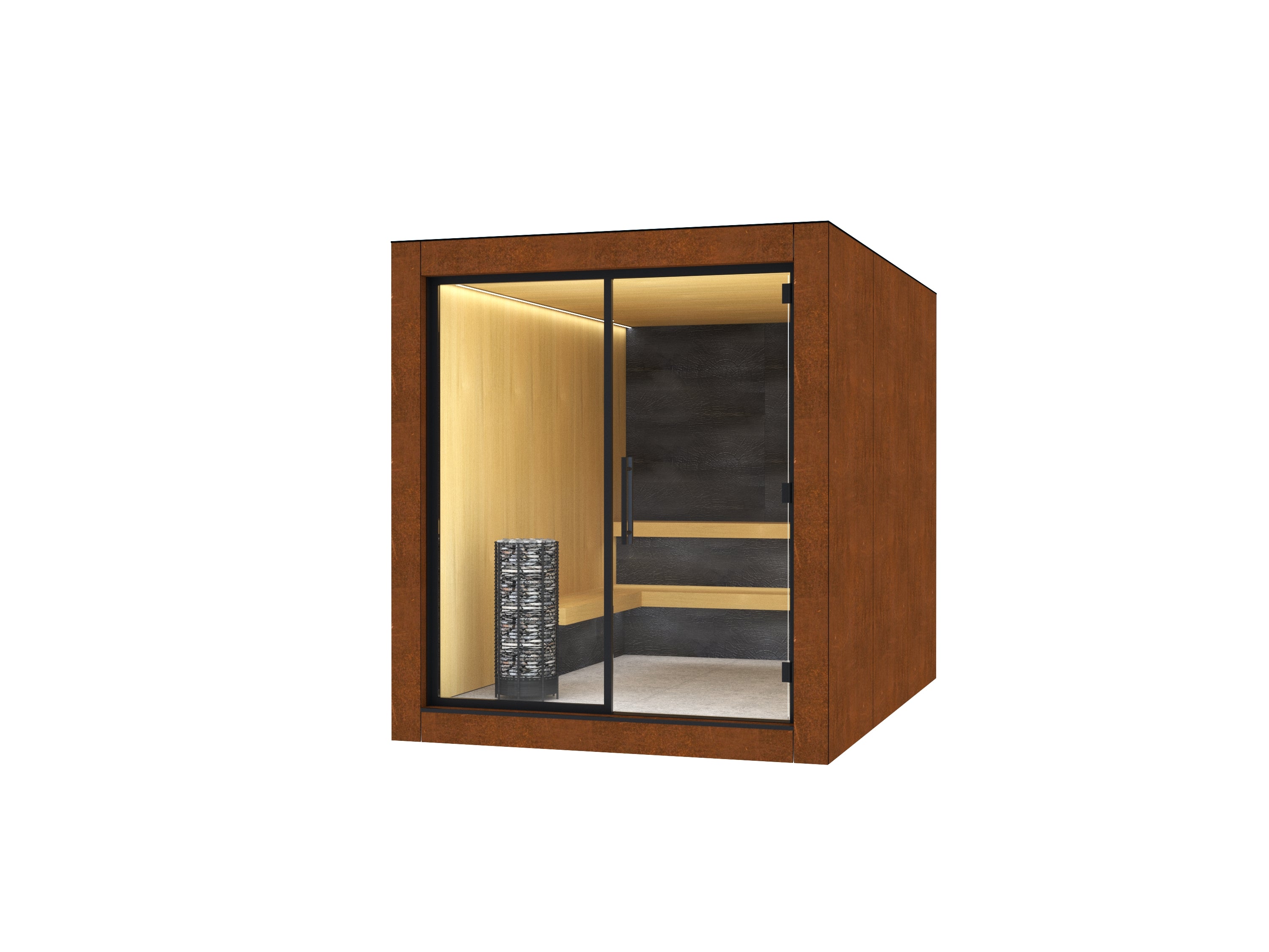 Garden Sauna - CUBE HPL / Corten Steel