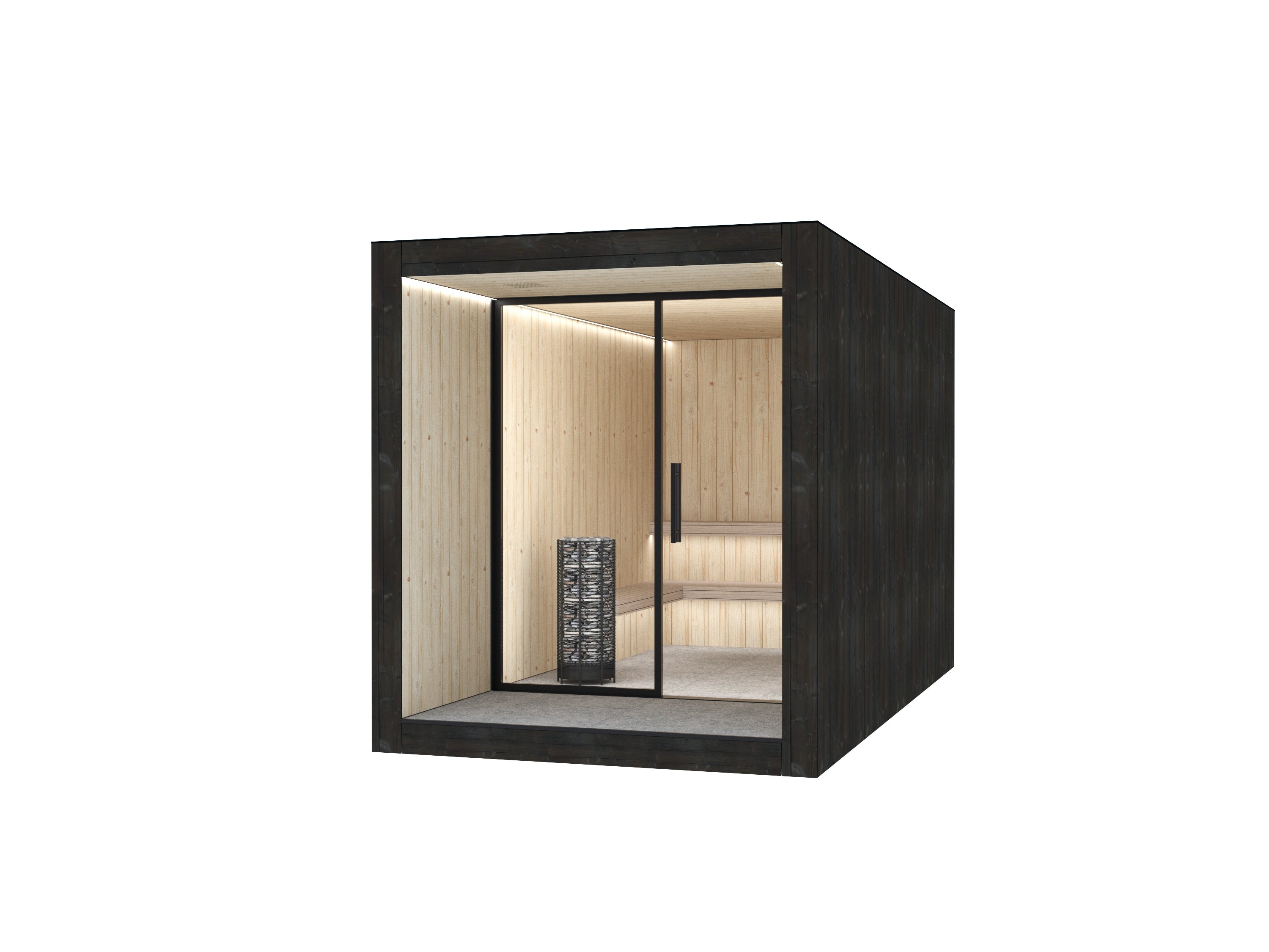 Garden Sauna - PREMIUM HPL / Black Burned Wood
