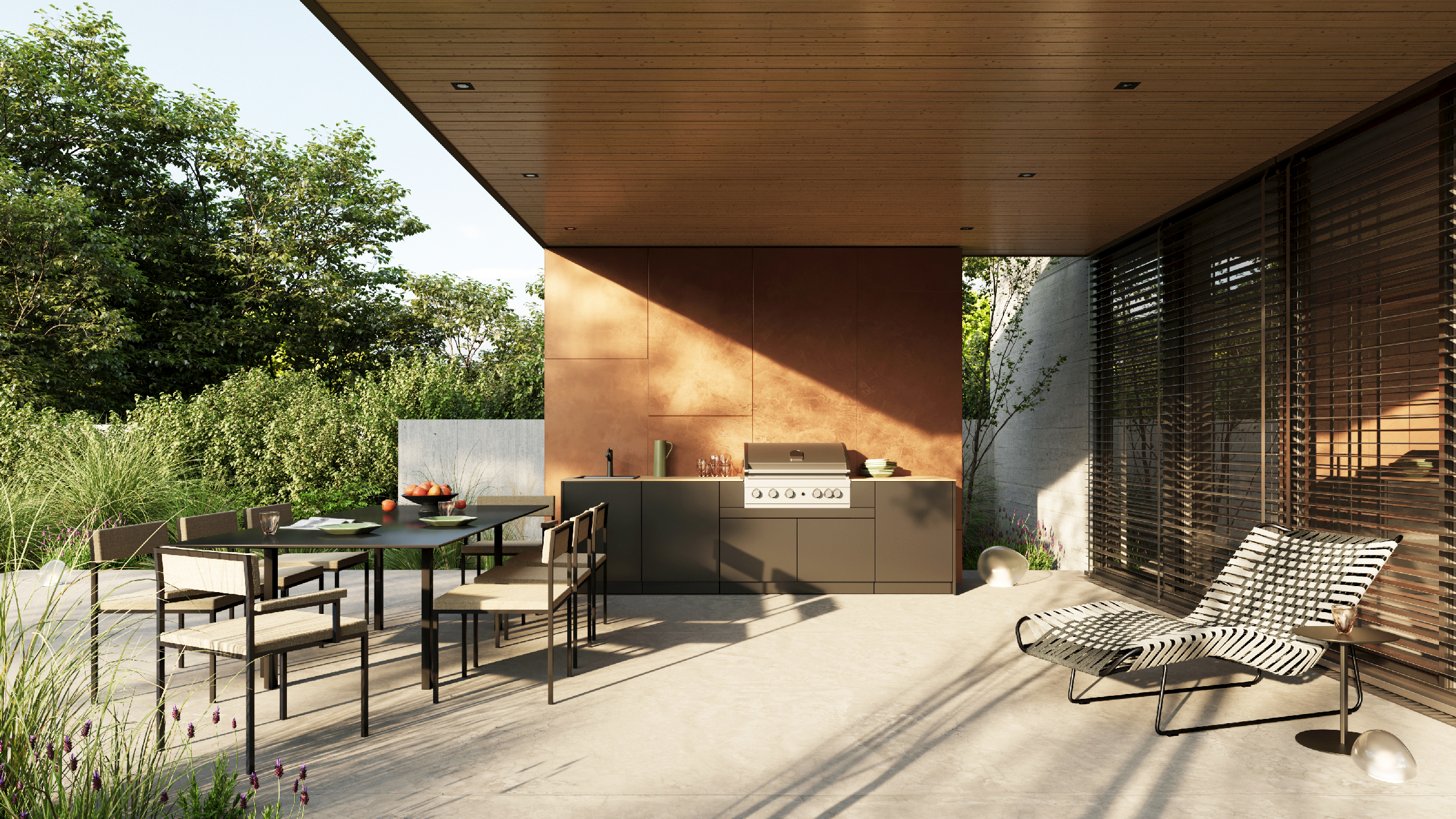 outdoor kitchen with built-in bbq